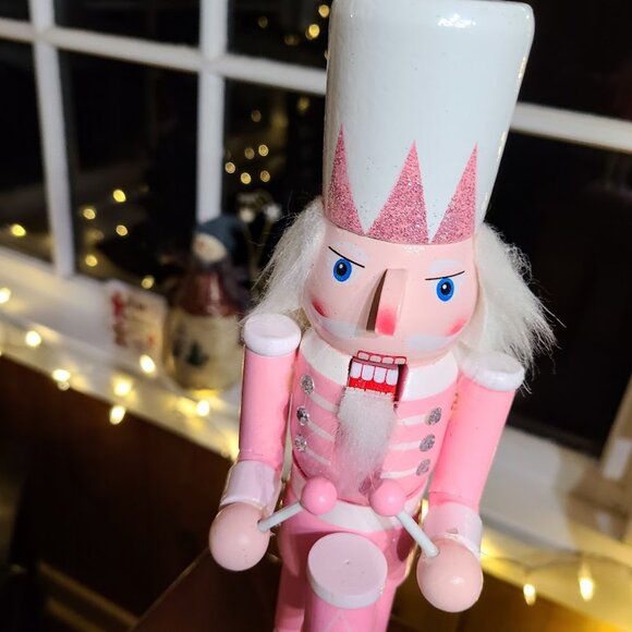 Pink Christmas Nutcracker Soldier Wooden Xmas Holiday Mantel Decoration Statue - Picture 2 of 8